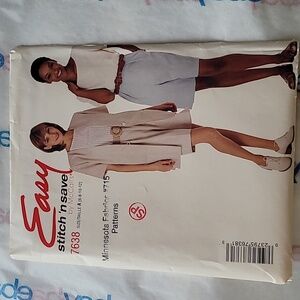 McCall's 7638 Misses Unlined Jacket Top Shorts Sz 6-12 1995 Vintage